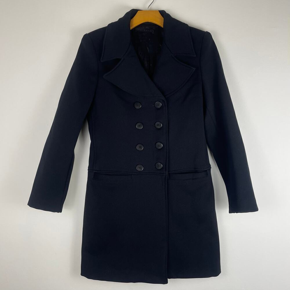 Vintage Janet Howard lightly padded black coat wool and spandex blend size 6